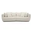 Image de Bobochic canapé droit convertible double avance-recule électrique aude tissu bouclette blanc AUDE