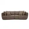 Image de Bobochic canapé droit convertible double avance-recule électrique aude tissu bouclette marron AUDE