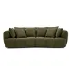 Image de Bobochic canapé droit convertible double avance-recule électrique aude tissu bouclette vert AUDE