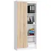 Image de Bibliothèque de bureau akord r80 blanche 80 cm 1 porte façade chêne sonoma mat 8 étagères 80x35x180 cm R80 1D 4P