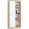 Image de Bibliothèque de bureau akord r80 chêne sonoma 80 cm 1 porte façade blanche mat 8 étagères 80x35x180 cm R80 1D 4P