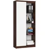 Image de Bibliothèque de bureau AKORD R80 Wengé 80 cm 1 porte façade Blanche 8 étagères 80x35x180 cm