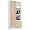 Image de Bibliothèque de bureau AKORD R11 Blanche 80 cm 1 porte 2 tiroirs façade Chêne Sonoma 7 étagères 80x35x180 cm