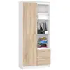 Image de Bibliothèque de bureau akord r11 blanche 80 cm 1 porte 2 tiroirs façade chêne sonoma mat 7 étagères 80x35x180 cm R11 1D 2SZ