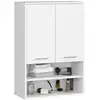 Image de Armoire salle de bains suspendue akord fin blanche 64 cm 2 portes façade blanche 4 étagères 64x30x94 cm FIN W64 H934 2D 1P