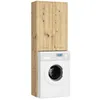 Image de Meuble pour machine à laver AKORD FIN Chêne Artisan 64 cm 2 portes 4 étagères 64x30x180 cm