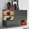 Image de Buffet 3 Portes & 3 Niveaux "silk" 120cm Gris & Naturel
