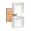 Image de Panneau mural avec étagères Easy IV - L 60 x P 22 x H 90 cm - Marron et blanc