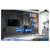 Image de Ensemble meuble tv mural switch xxiv - l 260 x p 40 x h 170 cm - gris et marron