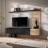 Image de Ensemble Meuble Tv À Rayures "solo" 180cm Noir & Naturel