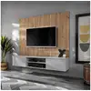 Image de Ensemble meuble tv rayure xari 160cm naturel & gris perle