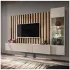 Image de Ensemble meuble tv à lattes verti 220cm beige