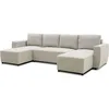 Image de Canapé dangle convertible panoramique PHARELL 5/6 places - Tissu beige - Coffre de rangement - L297 x P155 x H85 cm