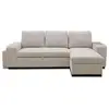 Image de Canapé d'angle convertible réversible valdo 3 a 4 places - tissu beige - tablette avec usb - coffre + pouf - l247xp143xh86 cm