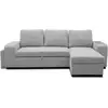 Image de Canapé D'angle Convertible Réversible Valdo 3 A 4 Places - Tissu Souris - Tablette Avec Usb - Coffre + Pouf - L247xp143