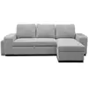 Image de Canapé d'angle convertible réversible valdo 3 a 4 places - tissu souris - tablette avec usb - coffre + pouf - l247xp143xh86 cm