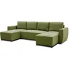 Image de Canapé D'angle Convertible Panoramique Pharell 5/6 Places - Tissu Olive - Coffre De Rangement - L297 X P155 X H85 Cm