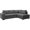 Image de Canapé D'angle Convertible Réversible Nirvana 4 À 5 Places - Tissu Velours Côtelé Anthracite - Coffre De Rangement