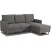 Image de Canapé D'angle Fixe 3 Places Chipy - Tissu Anthracite - Réversible - L 192 X P 137 X H 82 Cm - Pieds Noir