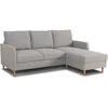 Image de Canapé D'angle Fixe 3 Places Chipy - Tissu Gris Souris - Réversible - L 192 X P 137 X H 82 Cm - Pieds Bois Naturel