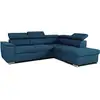 Image de Canapé D'angle Convertible Réversible Avec Coffre - 5 Places - Daytona - Tissu Bleu - 260 X 94 X 216 Cm