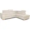 Image de Canapé D'angle Convertible Réversible 5 Places Daytona - Velours Côtelé Beige - Coffre De Rangement - L 260 X H 94