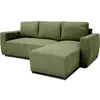 Image de Canapé D'angle Convertible Réversible 3 / 4 Places - Pharell - Tissu Velours Côtelé Kaki - Coffre - 224 X 155 X 85 Cm