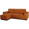 Image de Canapé D'angle Convertible Réversible - 4 Places - Josh - Tissu Velours Cotelé - Terracotta - Coffre - 242 X 155 X 86 Cm