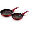Image de Set De Poêles À Frire Induction 22 - 26cm Aluminium Antiadhésif Marbre Sans Pfoa Berlinger Haus Burgundy Rouge