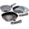 Image de Set 2 Poêles À Frire Et Poêle À Griller Induction 20-24-28 Cm, Poignées Amovible Berlinger Haus Carbon Pro Gris Foncé