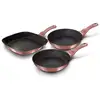 Image de Set de 2 poêles à frire 1 grill induction 20-24-28cm aluminium, antiadhésif, berlinger haus, i-rose, , rose
