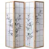 Image de Paravent en bois et bambou nature avec dessin sombre de 4 pans -pegane-