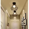 Image de 2x Plafonnier Industrielle Cage Diamant en Métal Fer Rétro lustre Suspension Luminaire E27 Noir