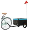 Image de Remorque de bicyclette VENTE-FLASH - Remorque de vélo - noir et bleu 30 kg fer @62145660