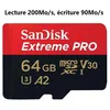 Image de Carte MicroSD Micro SDHC SDXC SanDisk Extreme Pro 64Go Class 10 UHS-I U3 V30 200MB/s A2