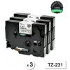 Image de 3 Lots Brother - TZe231 / TZe-231 Rubans Cassettes P-Touch noir sur blanc Compatible pour GL-100 PT-1000 PT-1000BM PT-1010