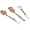 Image de Set De 3 Ustensiles De Cuisine (grattoir À Fente + Louche + Écumoire) En Silicone Et Bois De Bergner
