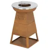 Image de BALI OUTDOORS Braséro Plancha 3 en 1 Ø585 cm foyer extérieur barbecue au bois et charbon plancha inox finition rouille