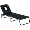 Image de Transat de jardin - HOMCOM - chaise longue pliante bain de soleil pour lecture détente - métal - noir
