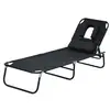 Image de Transat de jardin chaise longue pliante bain de soleil pour lecture noir