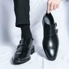 Image de Mocassins pour homme - bout pointu - boucle - rétro - PU - noir