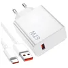 Image de Xiaomi Charging Combo 67W Chargeur rapide USB-A + Câble de données USB-C Blanc MDY-12-ES