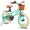 Image de Vélo enfant - HILAND - 14 pouces - 3-5 ans - Avec roues dappoint et panier - Idéal pour les trajets quotidiens - Vert