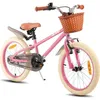 Image de Vélo enfant - HILAND - 18 pouces - 5-9 ans - Avec roues dappoint et panier - Idéal pour les trajets quotidiens - Rose