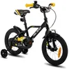 Image de Vélo denfant - HILAND - 14 pouces - Roues stabilisatrices - Freins en V - Mixte noir et jaune