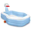 Image de Piscinette Gonflable Avec Panier Basket - L. 257 X H. 130 Cm - Bleu