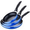 Image de Set 3pc Poêles À Frire (16+20+24cm) Ind Aluminium Pressé Bleu Marine Paradise
