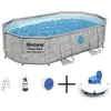 Image de Kit Piscine hors sol tubulaire BESTWAY - Power Steel  - 488 x 305 x 107 cm - Ovale - (Filtre à sable bâche échelle)