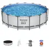 Image de Piscine tubulaire ronde bestway steel pro max 457x122 cm avec filtre à cartouche de 3.028 lh couverture et échelle bleu 56438