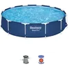 Image de Kit Piscine hors sol tubulaire BESTWAY Steel Pro 366 x 76 cm- Ronde (Livrée avec pompe de filtration et cartouche)
